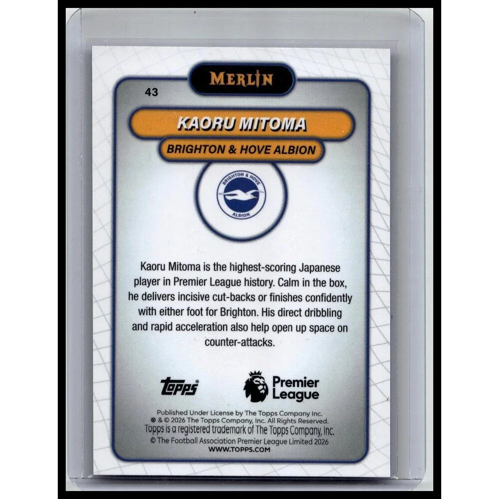 2026 Merlin Premier League #43 Kaoru Mitoma Blue Refractor #/150
